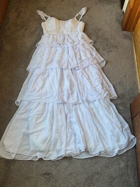 Wear Your Love White Tiered Ruffle Maxi Dress Cottagecore Summer SIZE L NWT